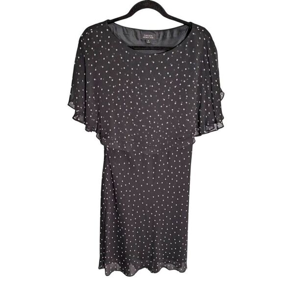 Tahari  Black Polka Dot Knee Length Sheath Dress Women's 8 - Picture 1 of 5